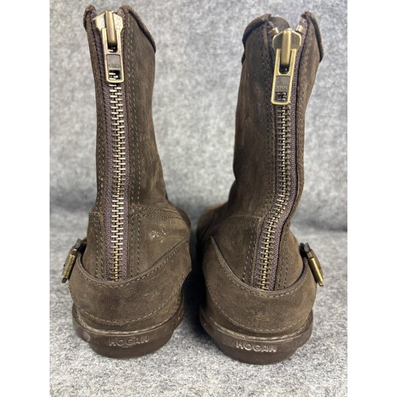 Hogan Boots Mens Size 12 Brown Suede Ankle Zip Buckle Casual Made Italy main image 6